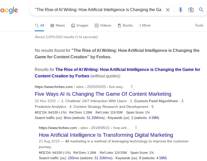 نتایج جستجو در گوگل براساس هوش مصنوعی
